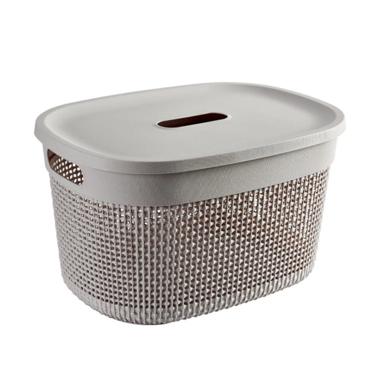 
Factory wholesale production of 3/6/12 / 18L plastic woven storage basket with lid 