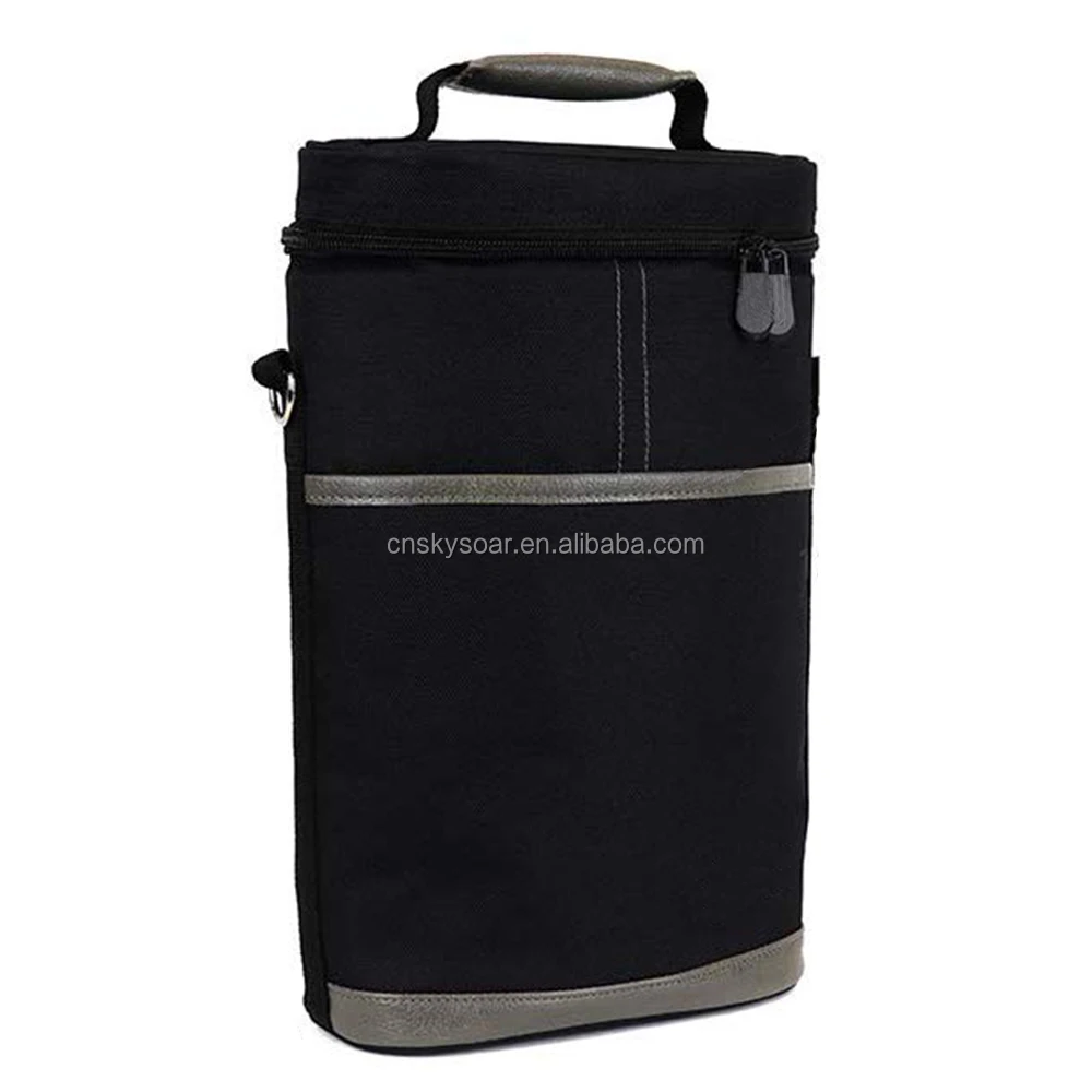 Manufacturer Portable Label Insulated Shoulder Red Wine 2 Bottles Picnic Hiking Cooler Ice Bag Lunch Beer Carrier