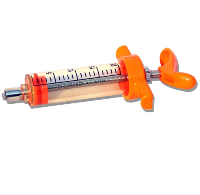 Plastic steel syringes used for animal injection 20ml into pigs, cows and sheep with TPX nylon plastic steel syringes