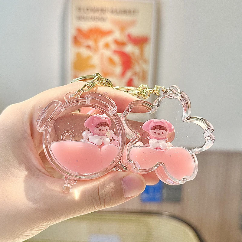 Liquid Quicksand lovely Oil Key Ring Pendant Car Keychain - Buy float Oil Key Ring