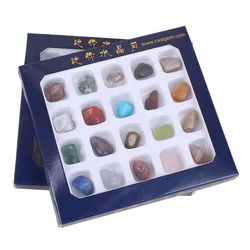 Natural 7 Chakra Crystal Stone Tumbled Different Mineral Rock Crystal Gemstone Set BOX