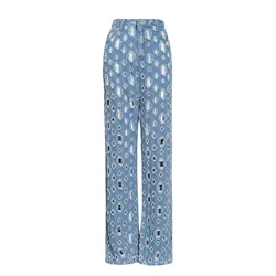 2022 Spring New Retro Old Hollowed out Washed Loose Denim Women Wide Leg Pants Wholesale Jean for Girls Ripped Jeans