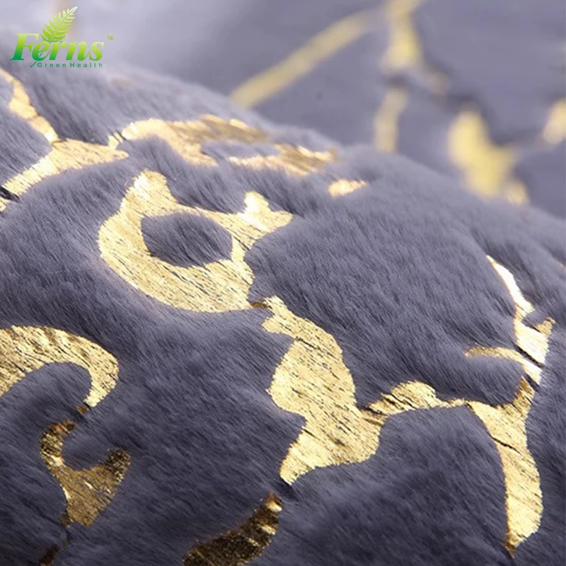 Cheap Wholesale Luxury Golden Foiled Rabbit Fur Fluffy shower mat Non-slip Absorbent Bath Mat