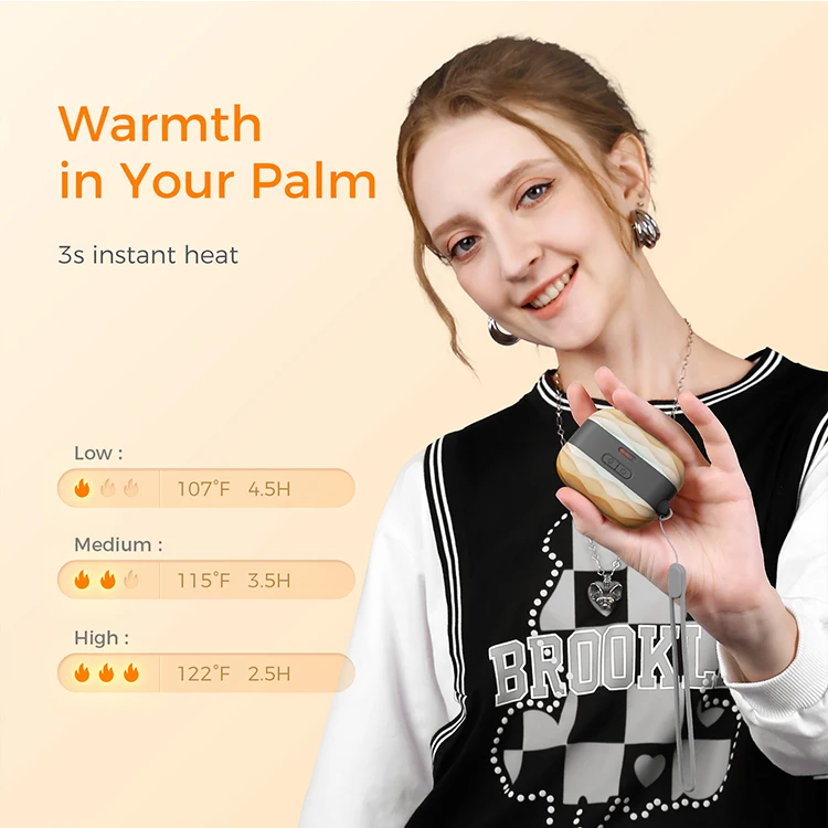 3 Levels Heating 70g Portable Electric Handwarmers Keep Warm Gifts Hand Warmers Rechargeable