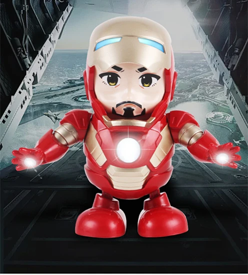 Электронная игрушка танцующий Железный человек экшн-игрушка со светодиодным фонариком и подсветкой музыкальный робот герой Прямая