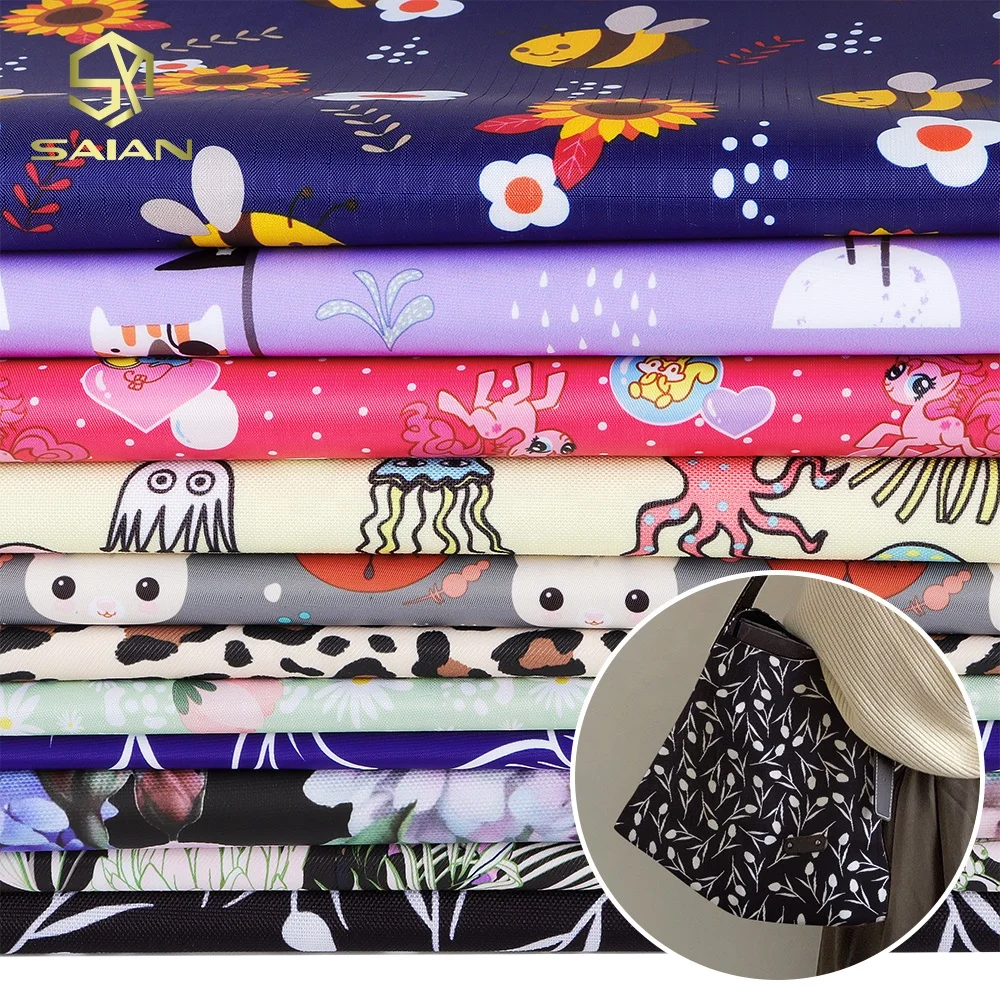 Custom By The Yard Flower Printing Leopard Printed Pattern 100% Polyester Fabric Waterproof Fabric for Sewing Bags