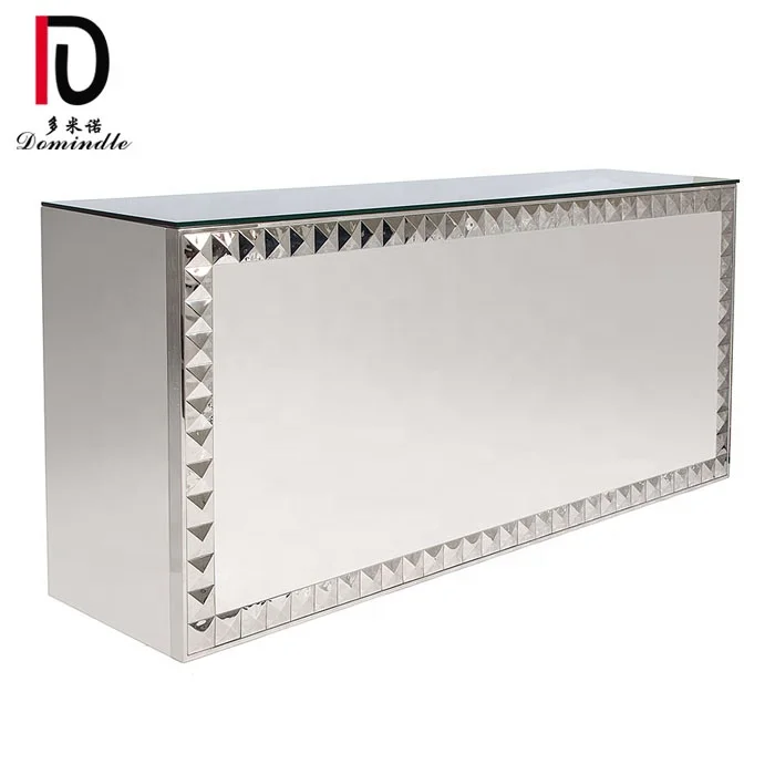 party mirror glass top square stainless steel bar table