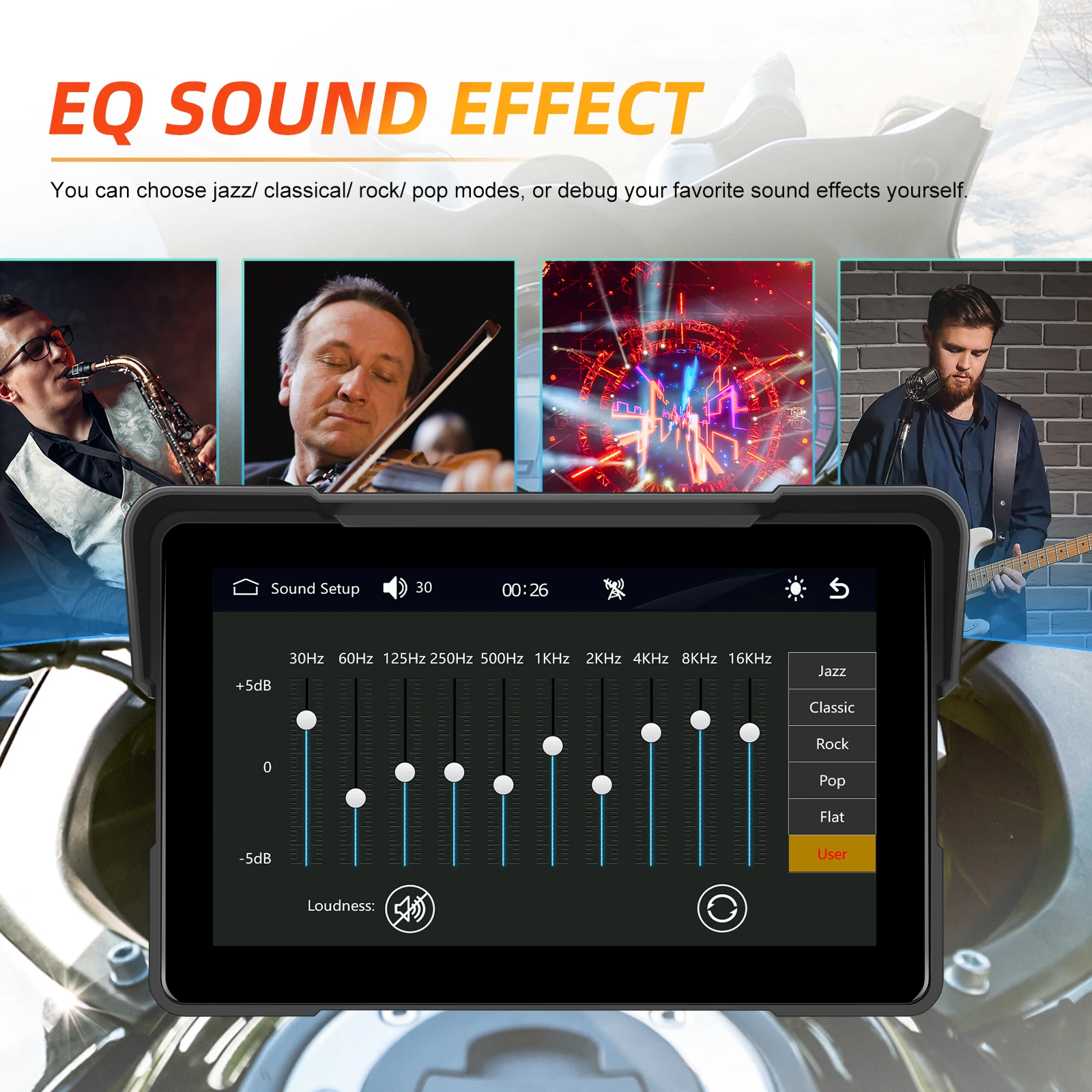 Podofo 7 Inch Motorcycle Portable Wireless Carplay /Android Auto Monitor IP67 Waterproof  Support Airplay Android cast BT