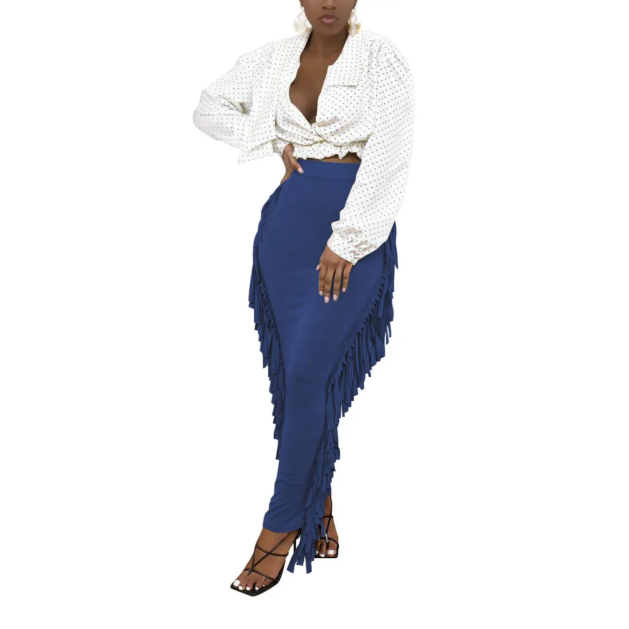 M6538 Autumn New Designer Female Pleated Skirt Solid Color High Waist High Quality Brushed Fabric Cute Two Sided Fringed Skirt