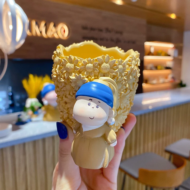 BaiMao custom office standard round pen holder desk organizer resin pen container mini pencil holder