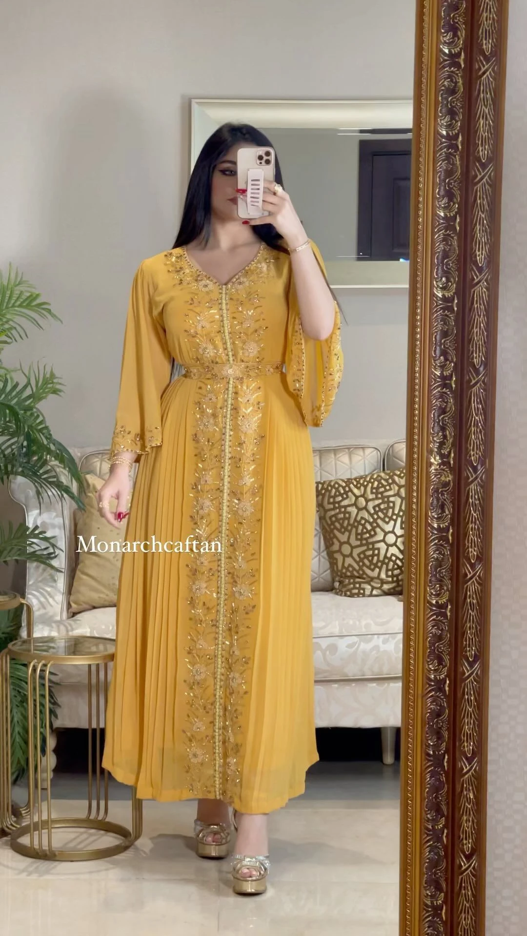 Ladies High Fashion Cross-Broder Middle East Islamic Embroidered Diamond Kaftan Gown Evening Dress