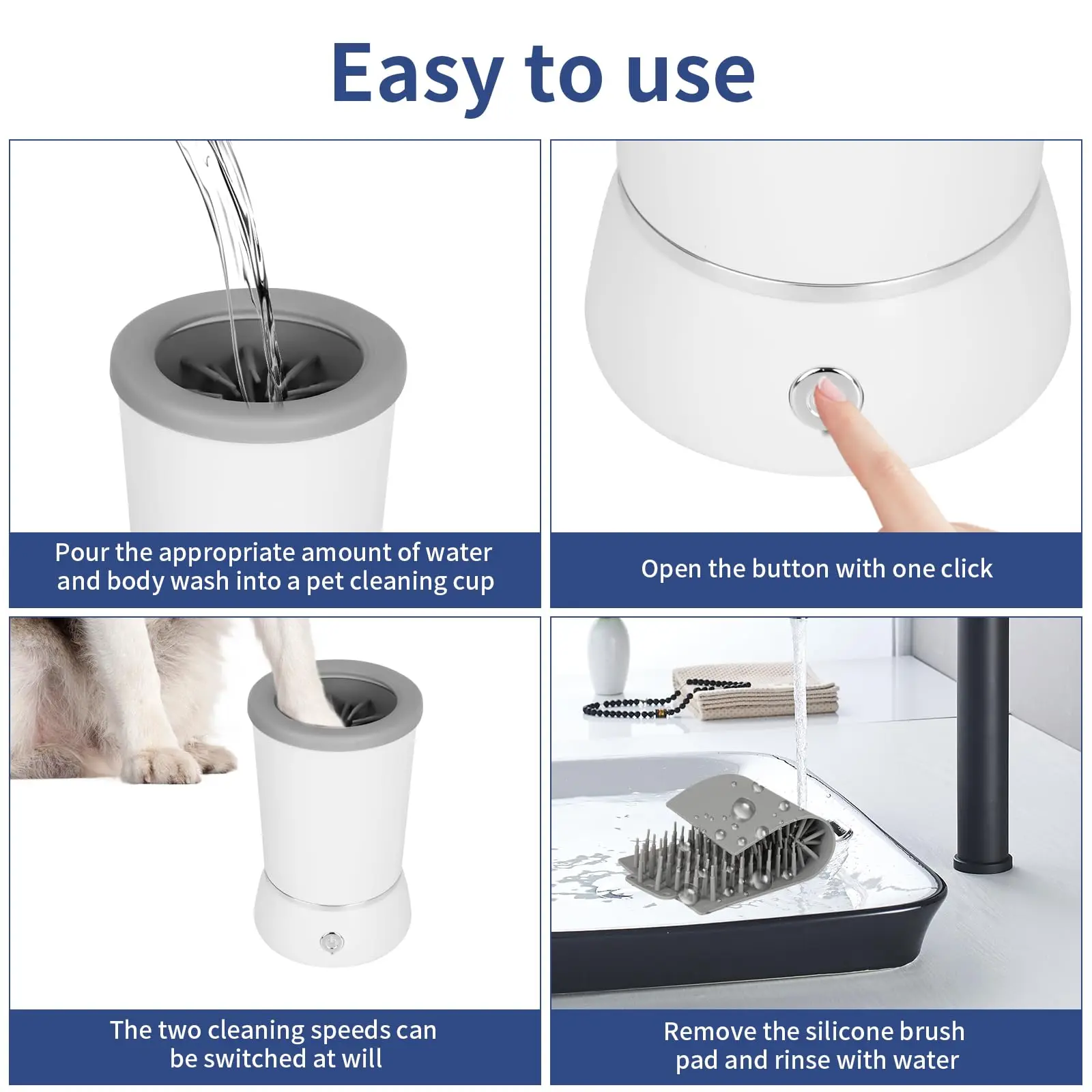 Dog Paw Cleaner Automatic paw cleaner For dogs Type-c Rechargeable dog foot cleaner For Small To Medium Sized Pets Easy To Carry