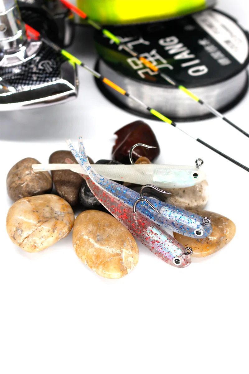 WONDERFUL 7.5cm 6g Luminous Shiner X Tail Bionic All Water Level Freshwater Soft Silicone Jig Lead Head Fish Lures