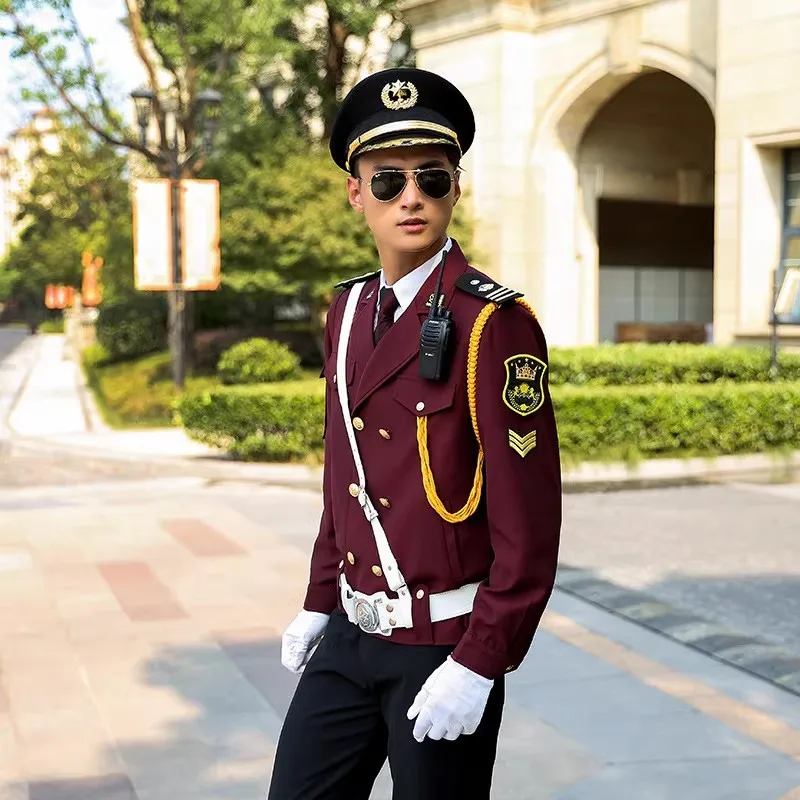 new red security uniform uniforms for property sales department hotel real estate image gate security uniform sets