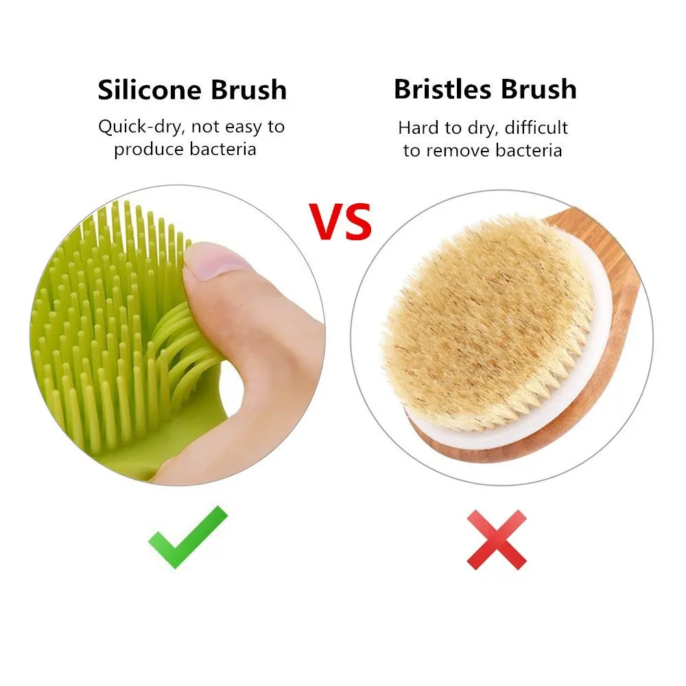 Soft Silicone Shower Brush Bath Body Brush with Long Handle and Ultra-soft Bristles Great for Sensitive skin Elderly