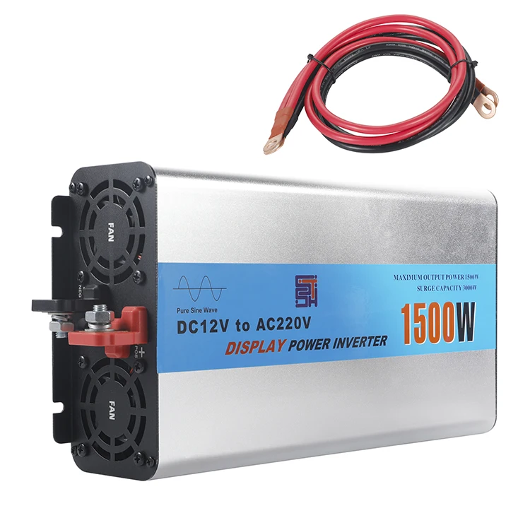 High quality pure sine invert dc ac 1500W power inverters 12v 220v led display solar inverter