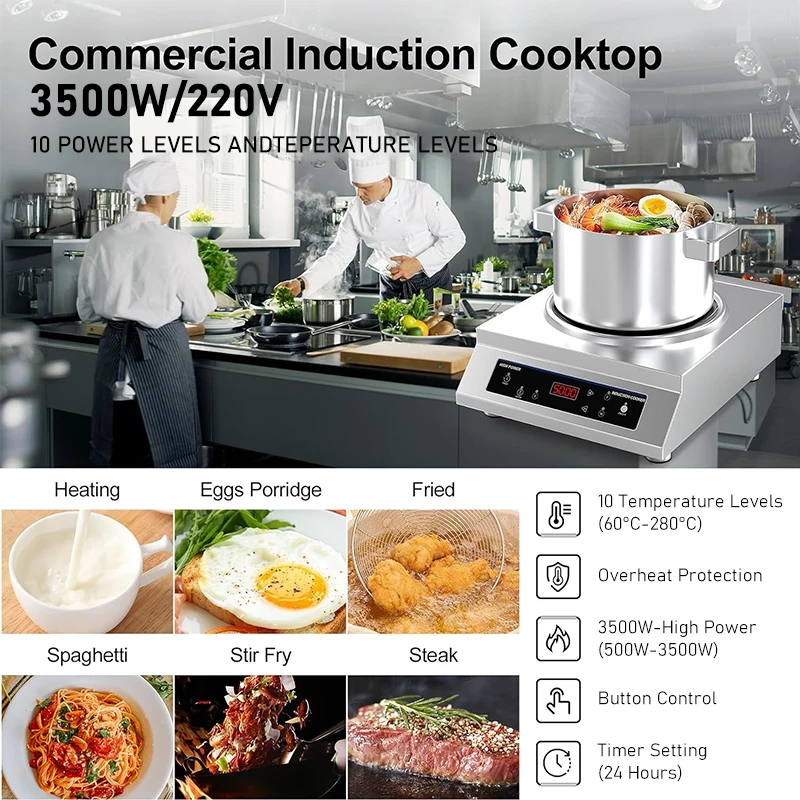 2023 Electromagnetic Furnace Stove Intelligent Electric Commercial Induction Cooker High-speed 3500W Table OEM Stainless Steel