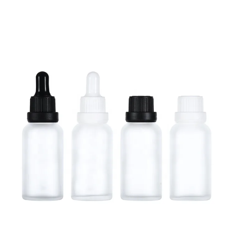 Wholesale 5ml 10ml 15ml 20ml 30ml 50ml 100ml clear frosted amber essential oil glass dropper bottle with paper tube