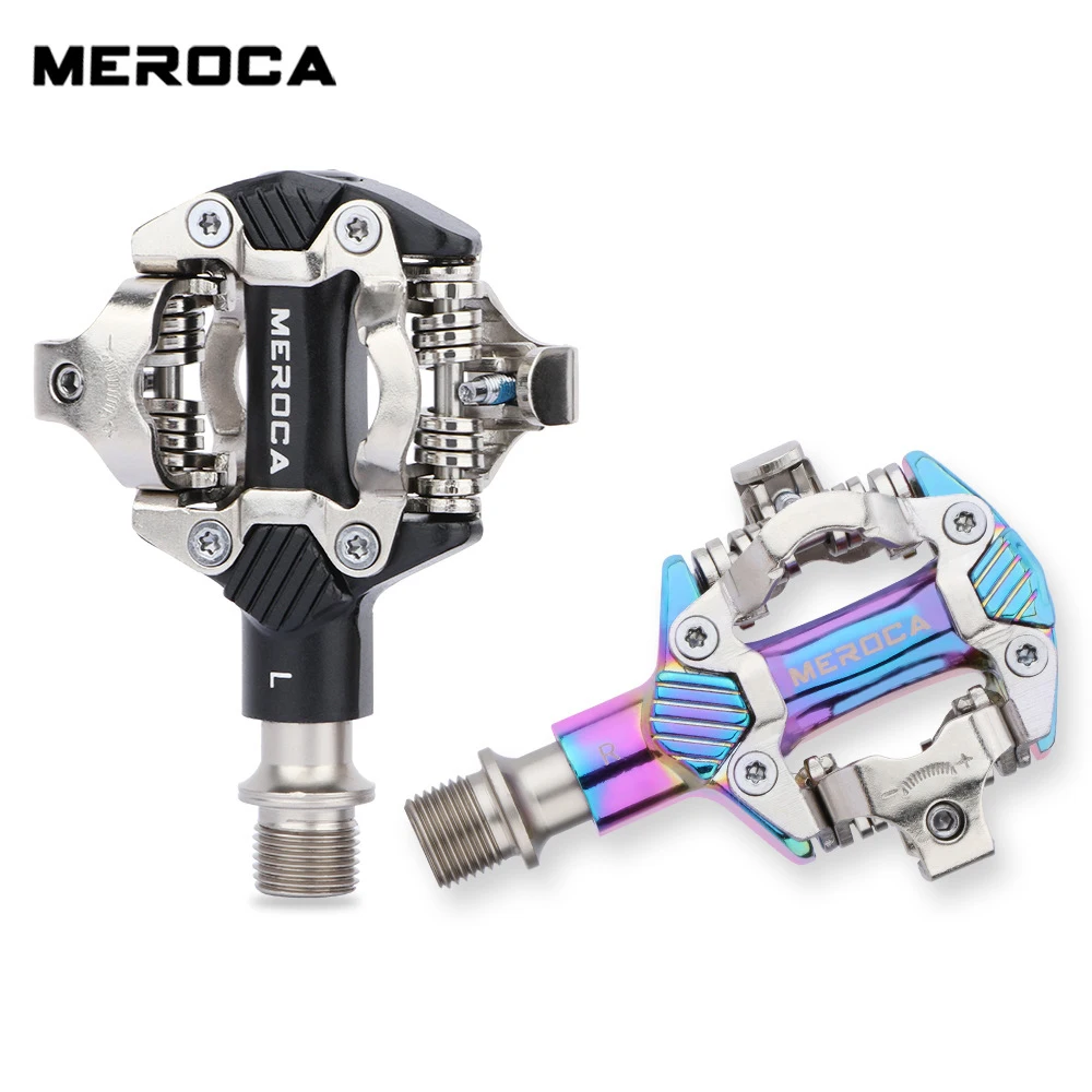 MEROCA Mountain Bike Pedal MTB  Self-locking SPD Aluminum Alloy Lock Pedal Anti-slip Bicycle Pedals