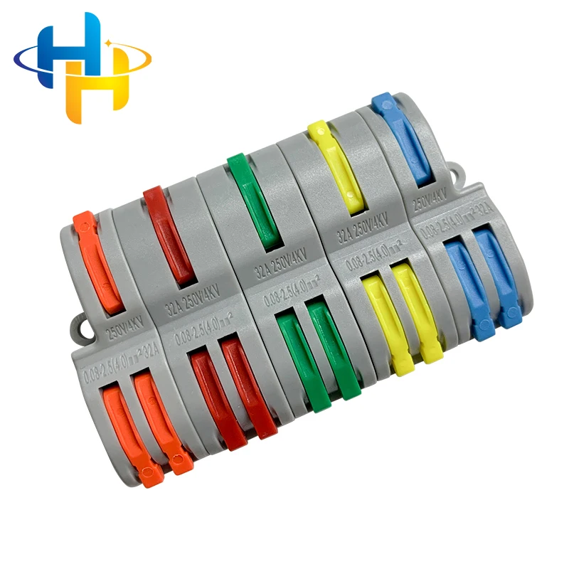 factory selling directly 4.0mm square terminal one-in-two-out brass contact metal lines quick wire connector