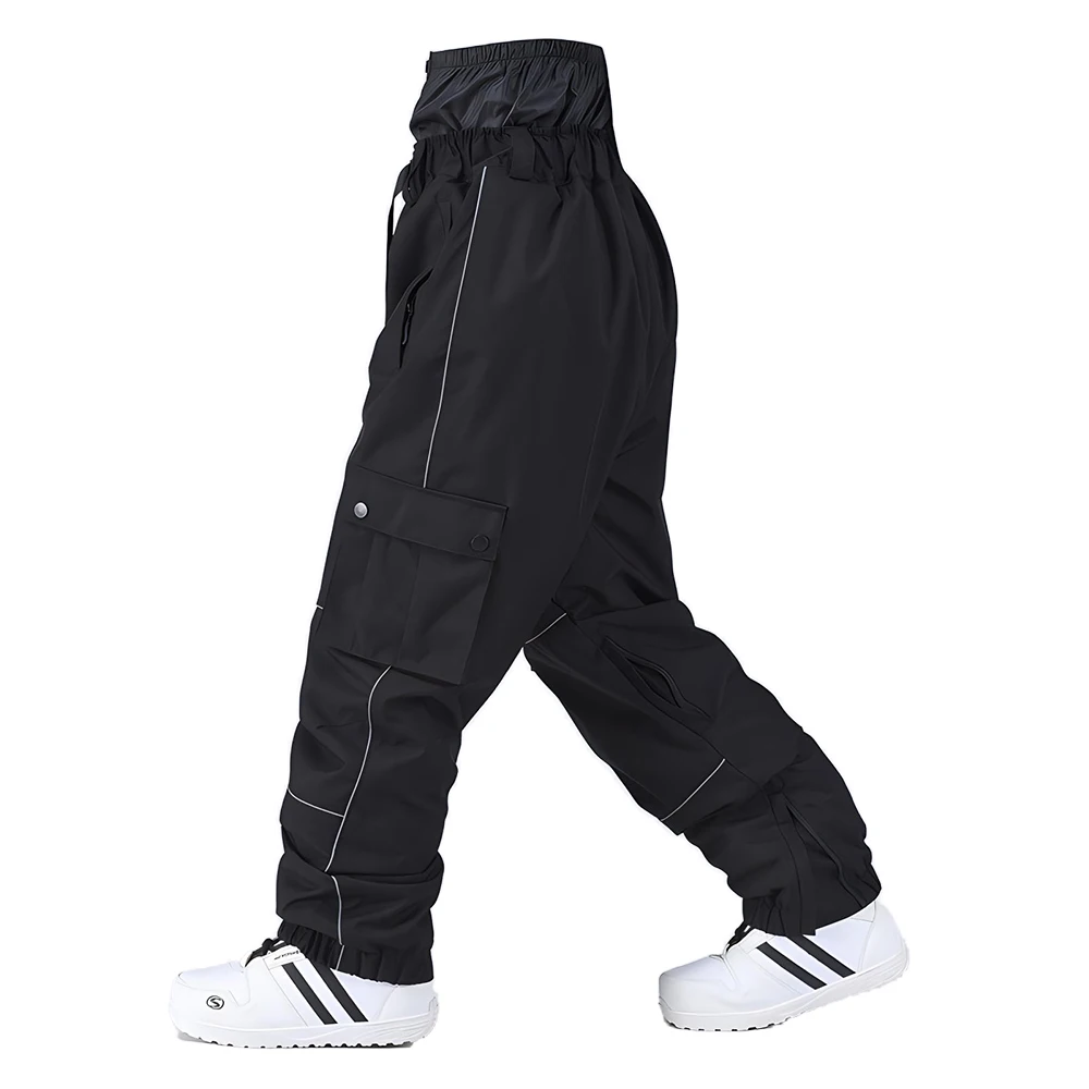 High Quality Winter Baggy Ski Pants with Custom Logo Waterproof Breathable Windstopper Snow Bibs Warm Snowboard Wear Wholesale