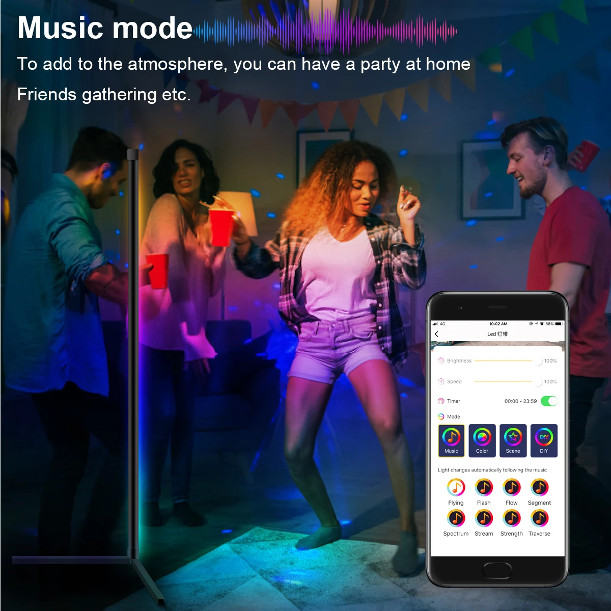 Colorful Bedroom lamp Atmosphere Lighting Club Home indoor Decor Corner Standing Lamp Nordic LED Floor Lamp Corner Floor Light