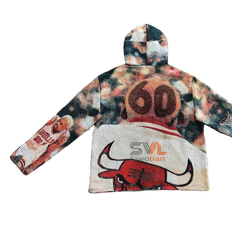 Vintage Tapestry hoodie custom Mens woven sweatshirt Anime design Tapestry Hoodie Blanket Jacquard sweater hoodie