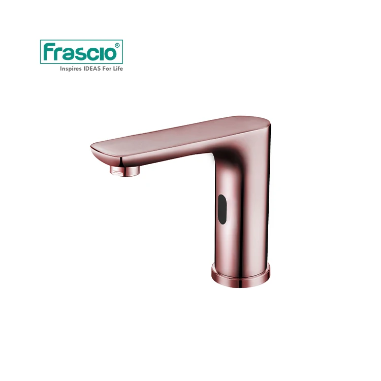 Frascio High Quality Deck Mounted smart faucet sensor automatic Rose Gold Brass Faucet Sensor Automatic Smart For Bathroom
