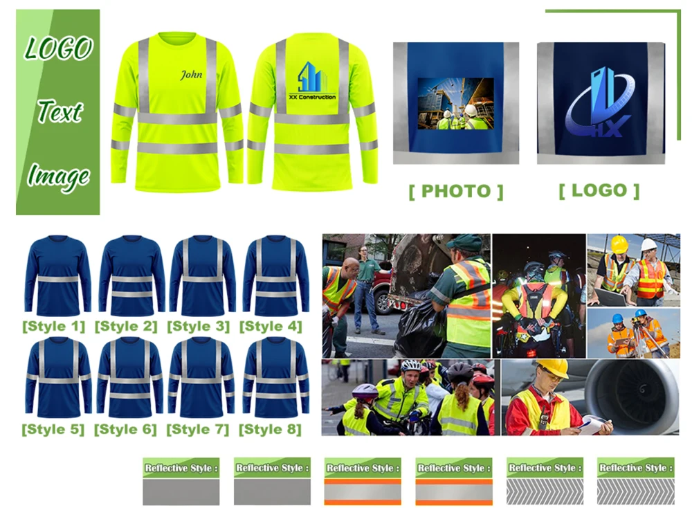 Hi vis Class 2 персонализированная одежда безопасные светоотражающие рубашки с длинным рукавом на заказ любого цвета