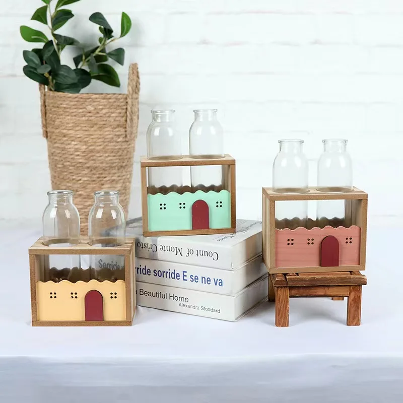 air plant terrarium hydroponics plants desktop glass planter bulb glass vase with wooden stand propagation station