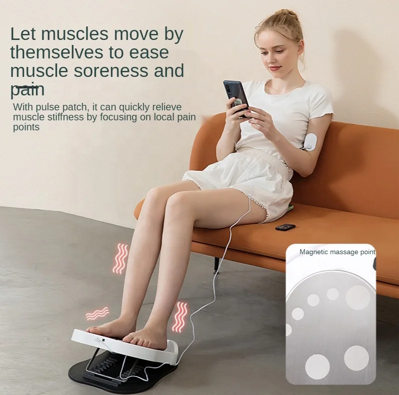 EMS Foot Massager Calf Tendon Muscle Stretching Hot Compress Acupoints Deep Massage with 6 modes foot with 2 TENS stickers