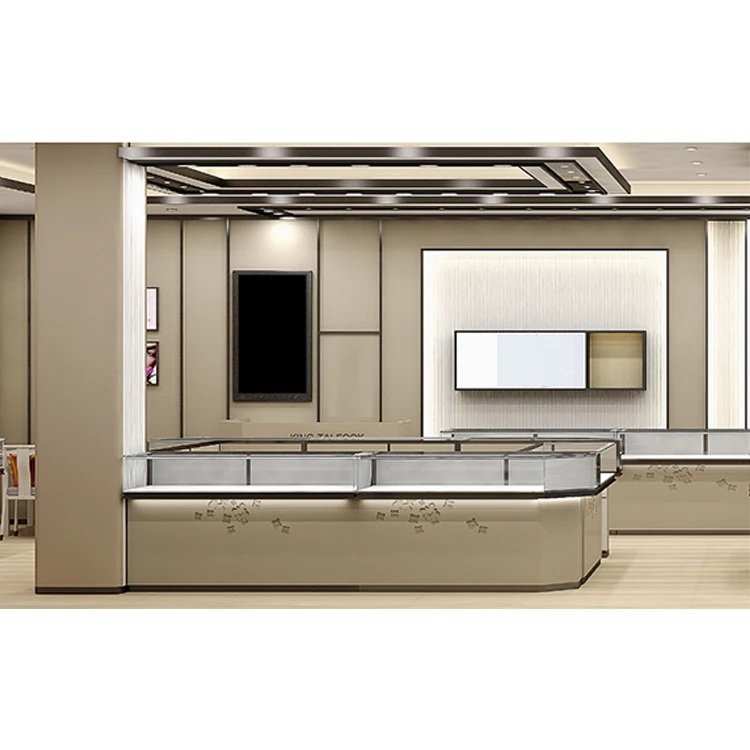 Customize Store Custom Cabinet Retail Interior Design Round Square Corner Jewelry Store Counter Display for Gold Shop