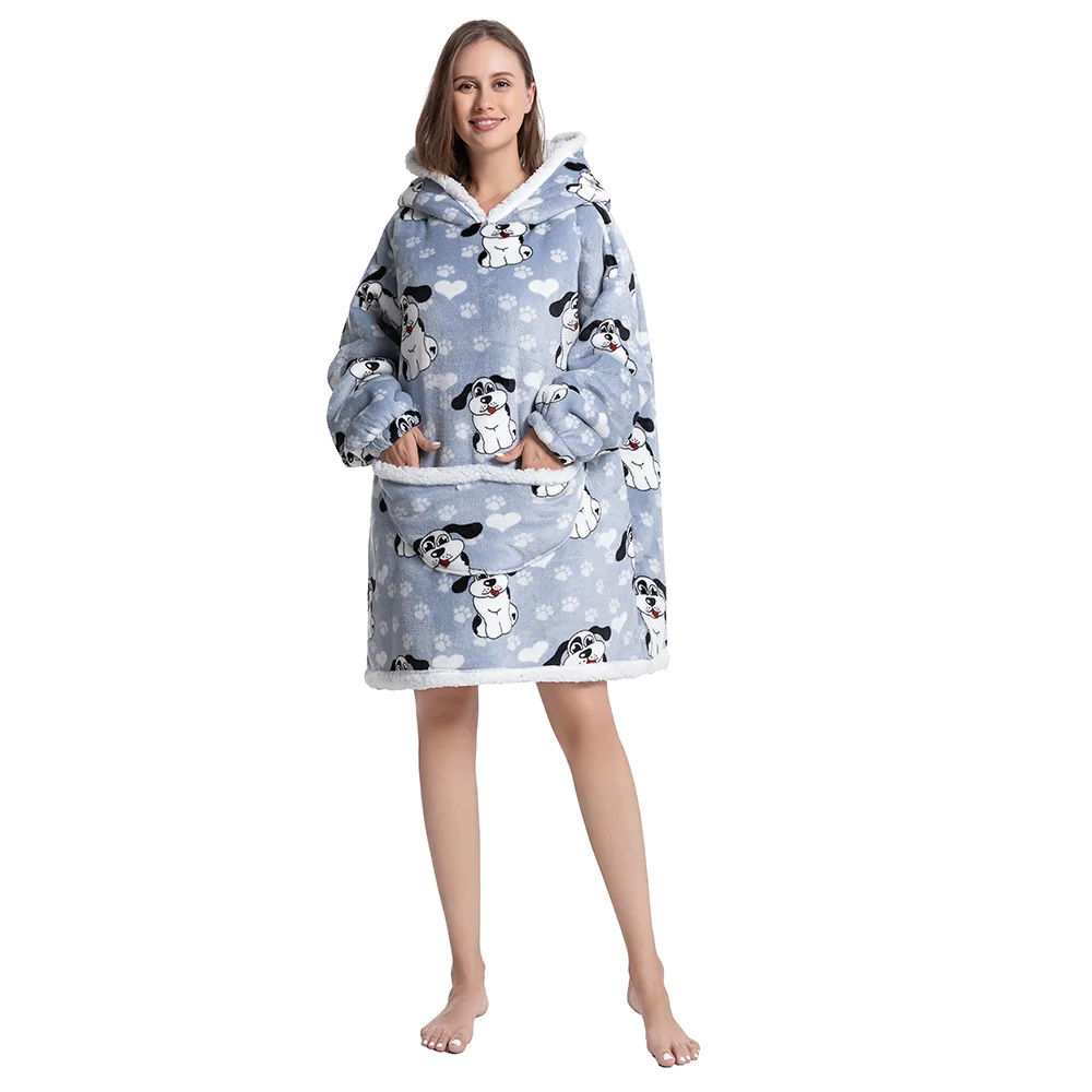 Oversized Blanket Hoodie for Women Men, Sherpa Fleece Wearable Blanket, Fluffy Giant Comfortable Hooded Sweatshirt