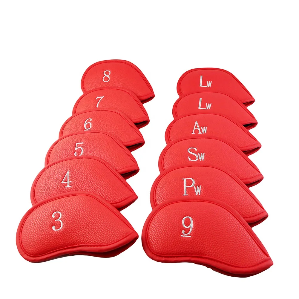 PU Leather protect Black Golf club headcovers iron cover Litchi grain lron covers ANNIU 12pcs/set