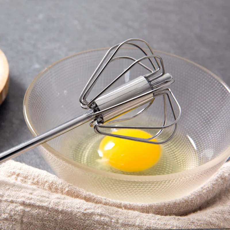 Hand Pressure Semi-automatic Egg Beater Stainless Steel Kitchen Accessories Tools Self Turning Cream Utensils Whisk Manual Mixer