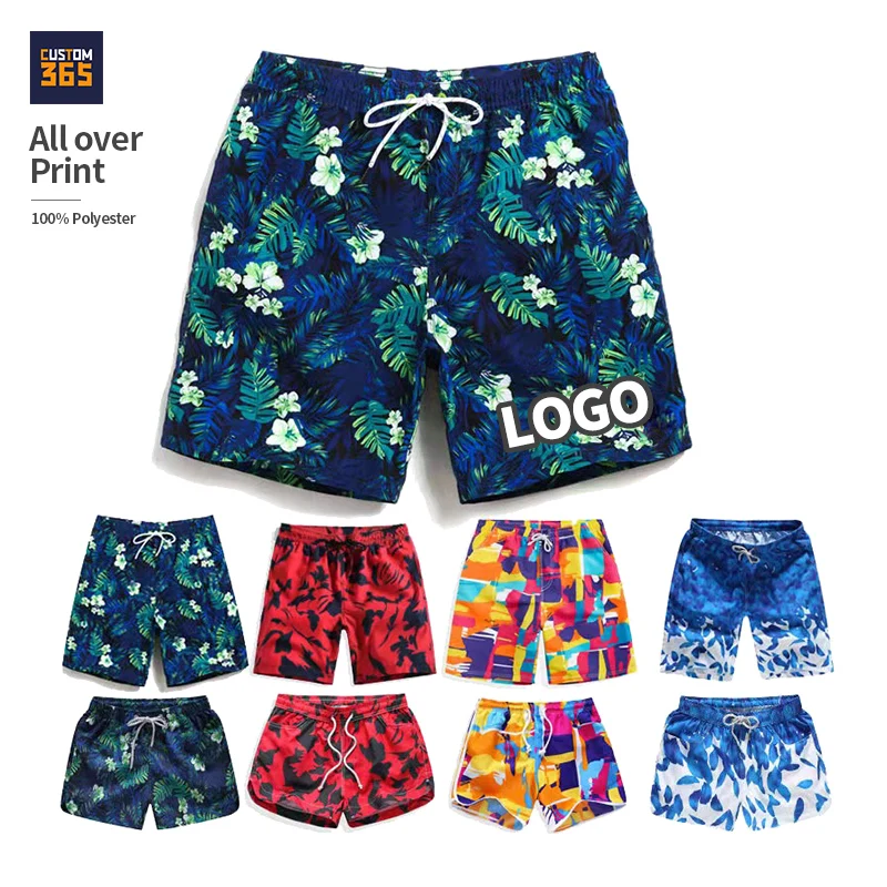 Custom Summer Drawstring Beachwear Couple Models Printed Anime Custom Beach Wear Polyester Board Shorts