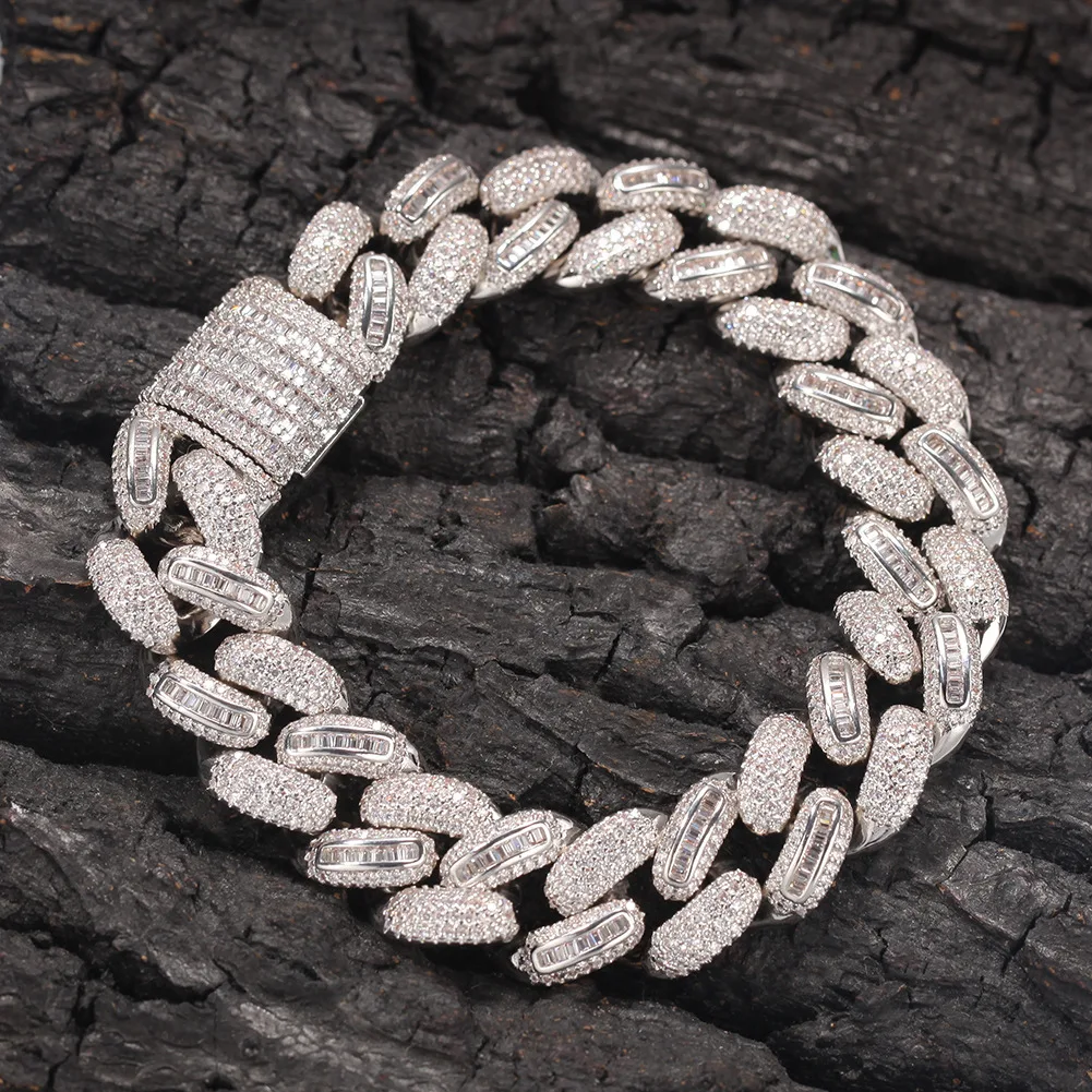 Hip Hop Moissanite Diamond VVS 925 Sterling Silver 10mm Cuban Link Bracelet Men Jewelry Custom