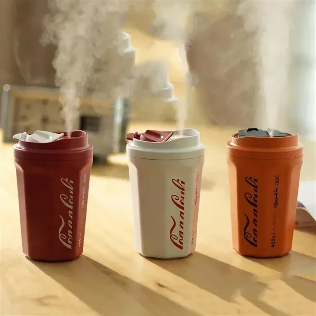 Customizable Usb 400ml Cola Air Humidifier Mini Car Humidifier 3D Flame Lamp Portable Ultrasonic Air Humidifier