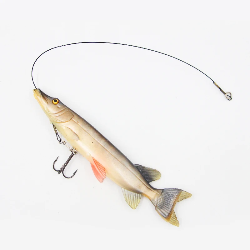 Selco 19Cm 70G Pike Stinger Wire Shad Tail Swimbait Jointed Artificial Lure Black Pike Fishing Flies Pike Hooks