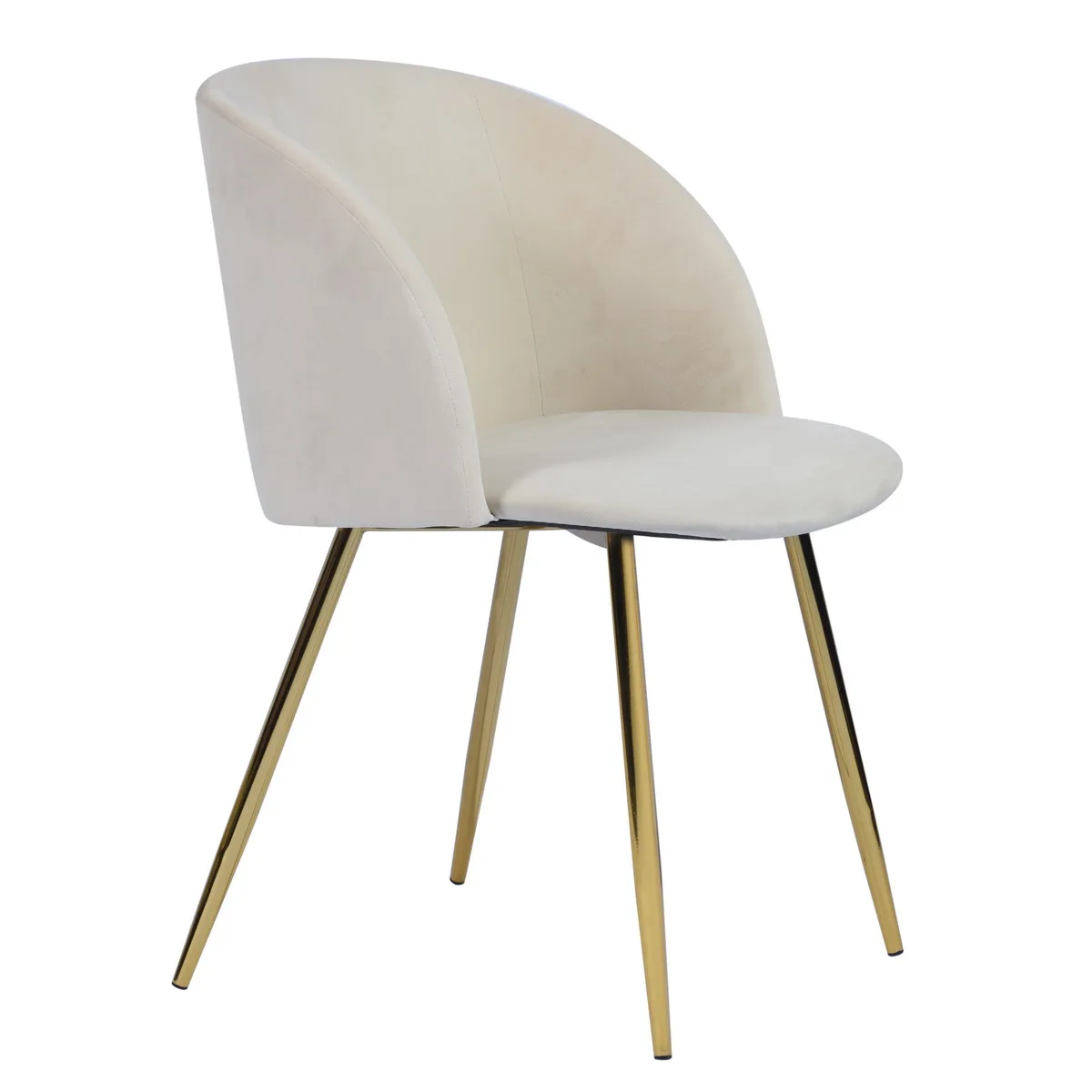
OEM luxury comfortable soft nordic velvet dining chairs beige modern fabric living room chairs dining with gold legs 