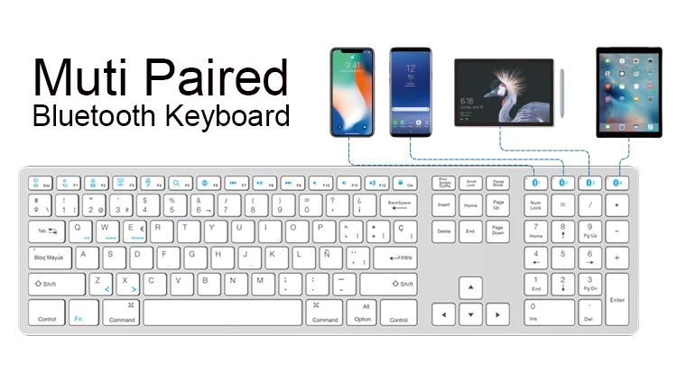  Oem Высококачественная клавиатура беспроводная испанская раскладка bluetooth teclado голографическая для