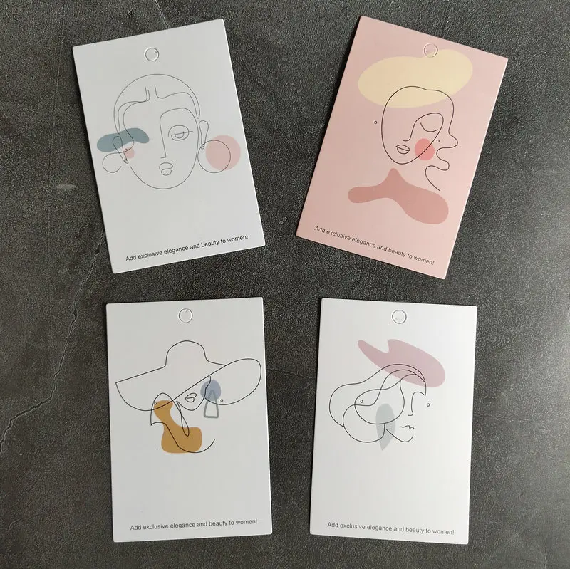 pink paper jewelry packaging and display card for women earrings