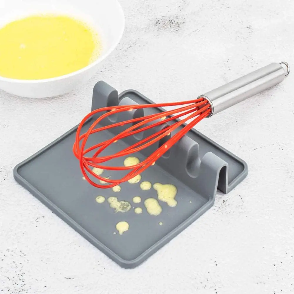 
hot sale silicone utensil rest with drip pad for multiple utensils holder 