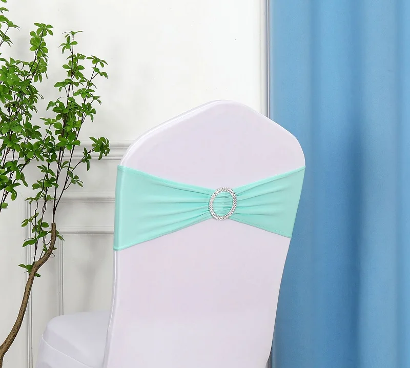 2024 wholesale  chair decor elastic solid design chair sashes with buckle  Wedding chair strap