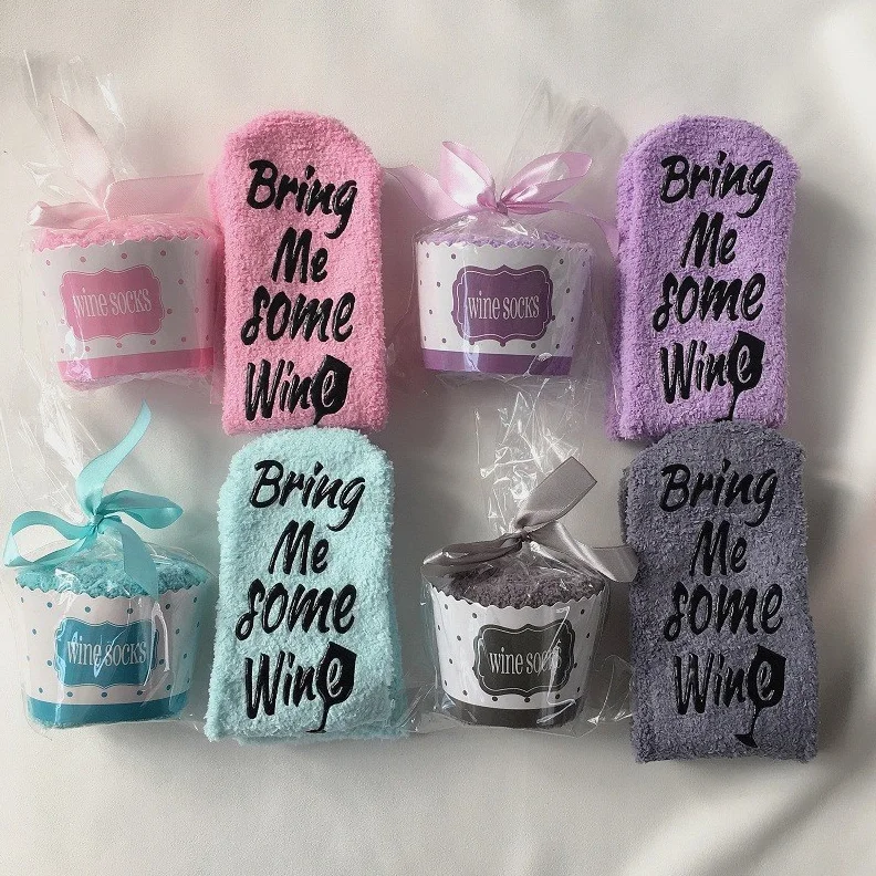 If You Can Read This Socks Bring Me Some Wine Funny Socks With Cupcake Packaging Valentines Day Gifts Socks