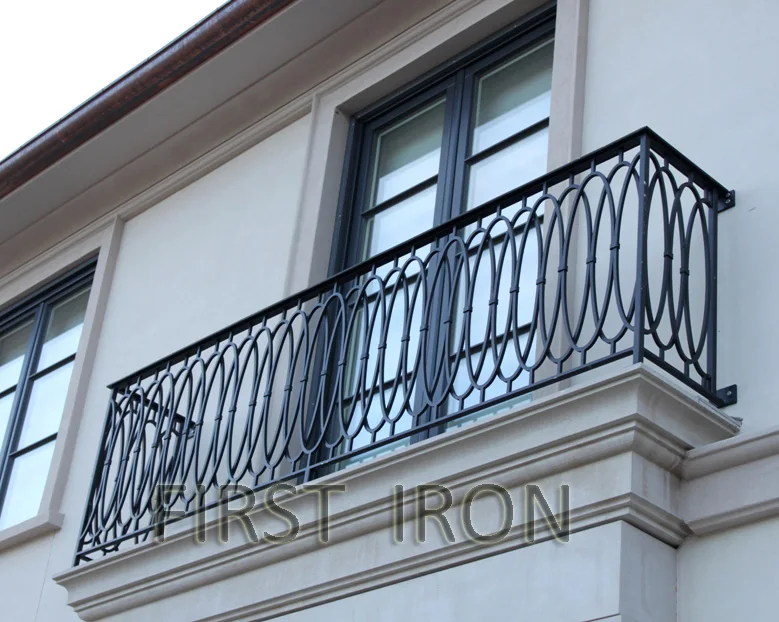 China professional custom supplier wrought iron black balcony railings for exterior