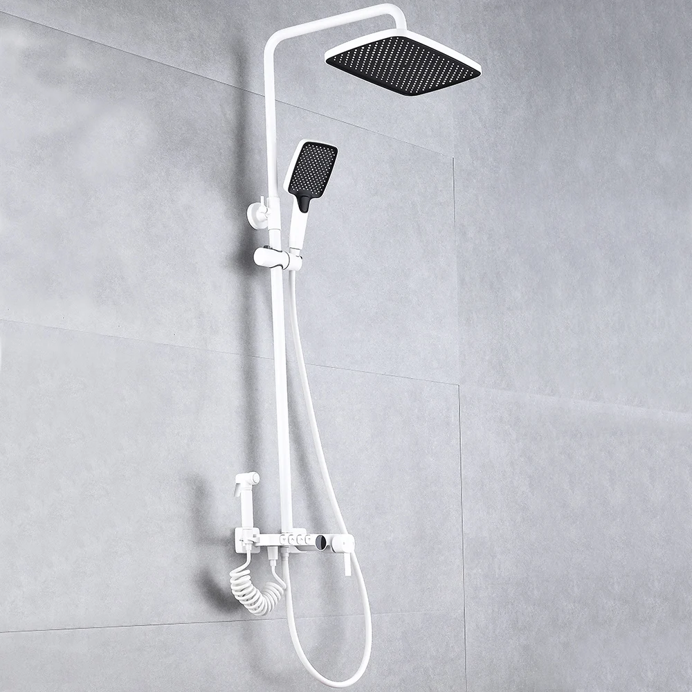 Wall Mounted Bathroom Digital Temperature Bath Faucet Complete Rainfall System Shower Set