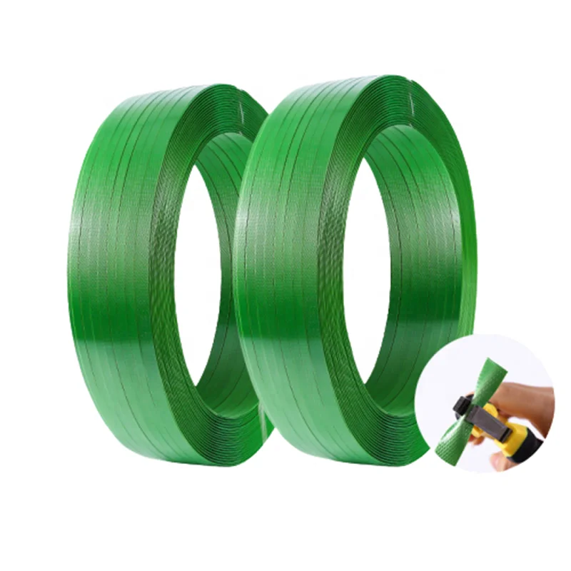 
PET Strapping Dry Green General Purpose Machine Grade Polyester Packaging Strapping Roll 
