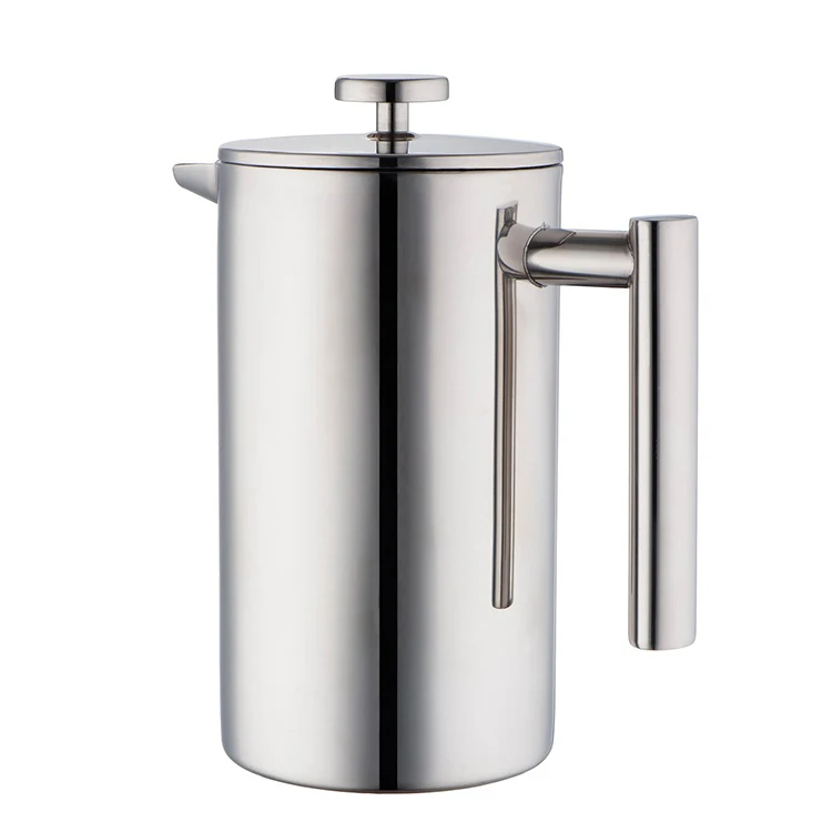 Double wall insulated vacuum stainless steel french press coffee maker