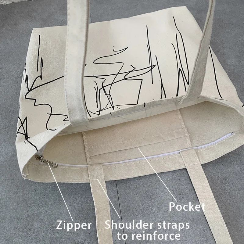 Women Canvas Shoulder Shopper Bags Reusable Shopping Bag Cotton Cloth Tote Bag